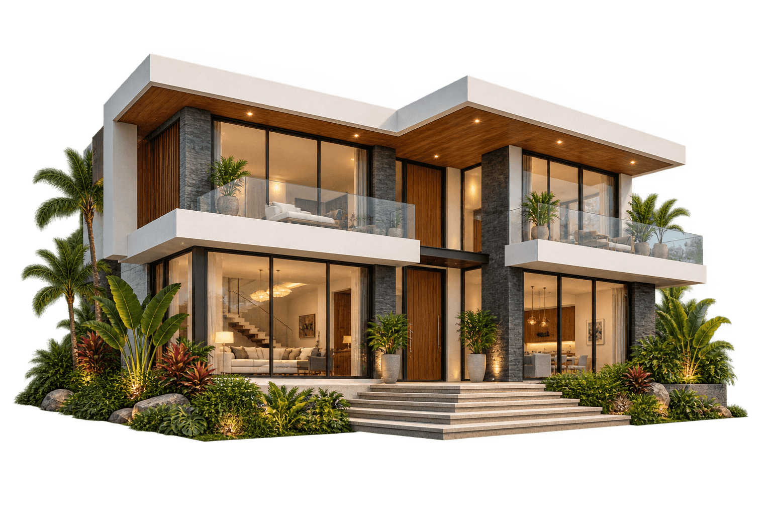 Architectural rendering of a contemporary villa