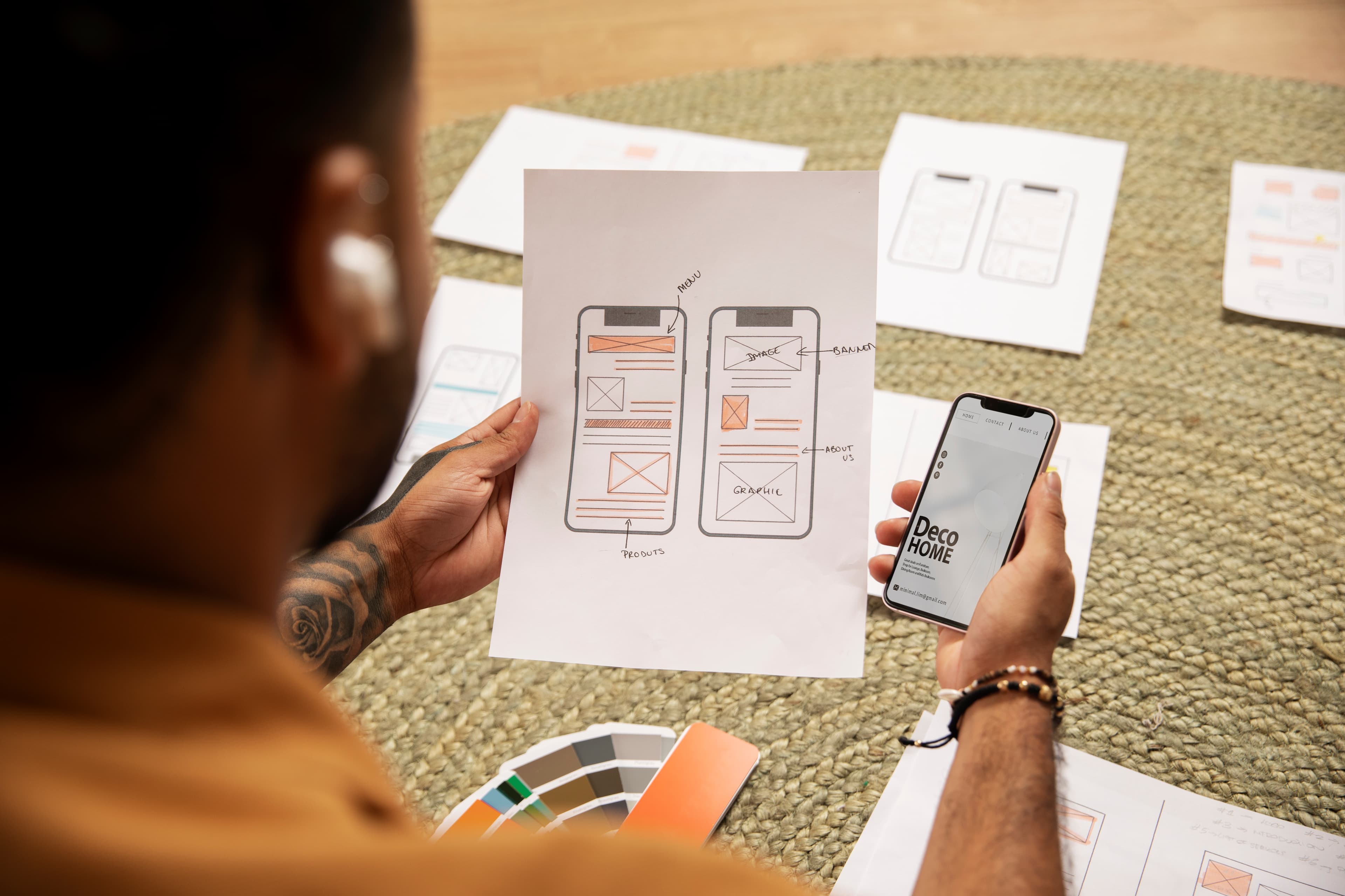 Product wireframes and high-fidelity interface designs