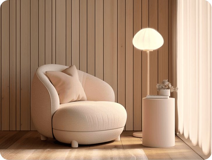 Refined contemporary lounge with natural materials